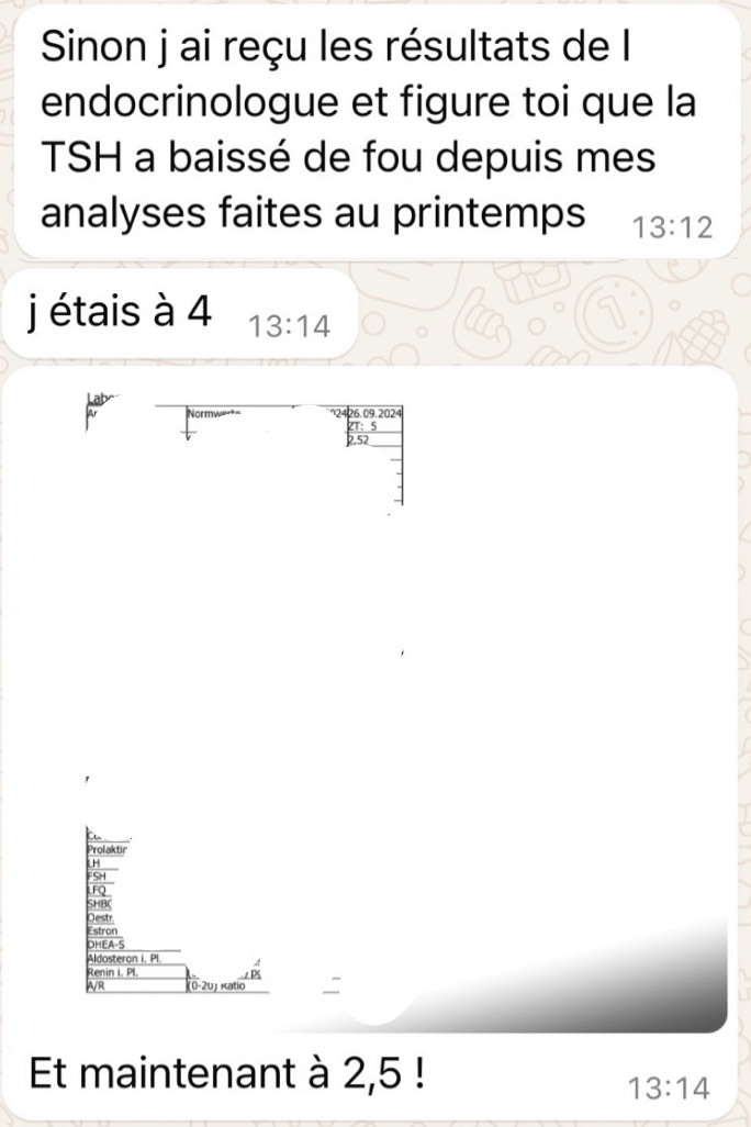 Message d'une cliente