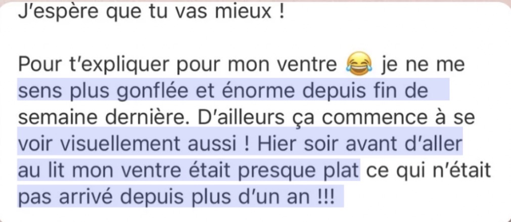Message d'une cliente